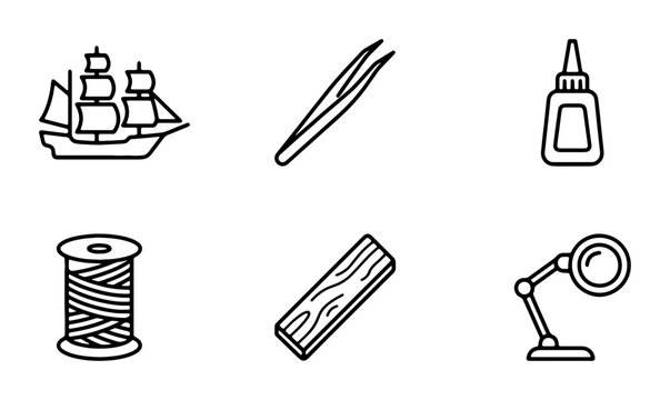 Model Ship Building Tools, Craft Supplies, Hobby Kit Elements, DIY Project Icons