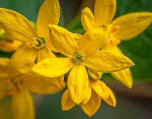 Obraz premium A close-up of vibrant yellow flowers with green leaves (2)