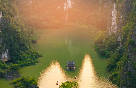 Aerial view Trang An in Tam Coc National Park of Ninh Binh, Hanoi Vietnam