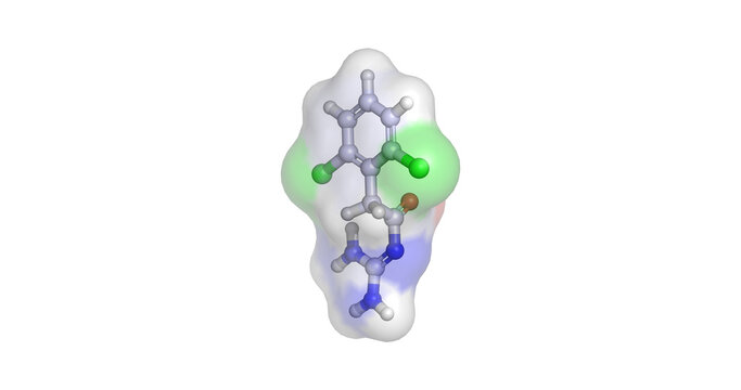 Guanfacine, non-stimulant alpha-2A adrenergic receptor agonist drug for attention deficit disorder/ADHD, 3D molecule 4K