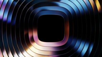 Naklejka na ściany i meble Dark rounded square glass background with gradient reflection