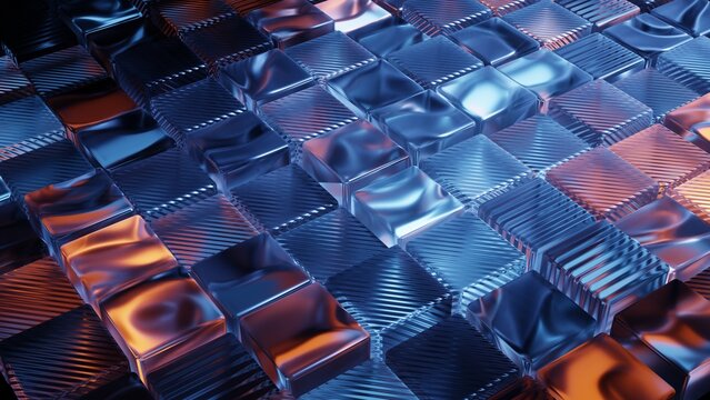 Futuristic glass block background with prismatic light reflection