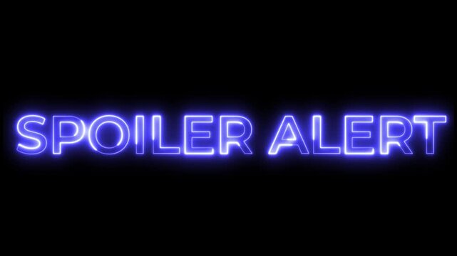 Blue Neon Spoiler Alert Text Animation on Black Background