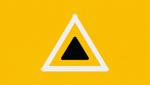 Bright yellow warning sign with white border and black triangle symbol for caution