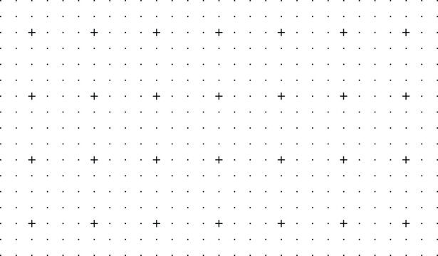 Seamless squared grid pattern with dots and cross. Grid dot crosses texture graph paper