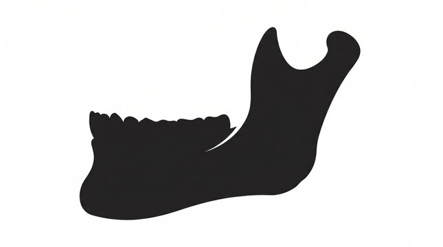 Black and white silhouette illustration of a human mandible with human body