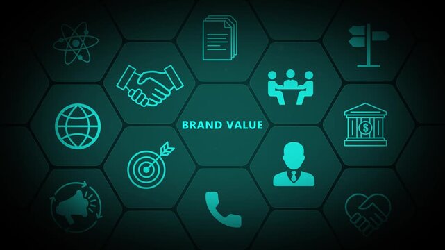 Brand Value Dashboard Interface Representing Market Positioning, Consumer Trust and Business Growth Strategy