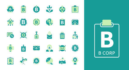Collection of 'B' letter logos and icons with business and corporate themes, suitable for branding and identity © Chico Store