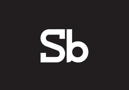 Minimalist white monogram Sb on solid black background