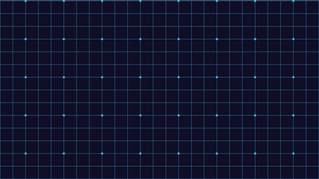 HUD squared grid line with dots on dark blue background. Futuristic technology backgrounds for digital and cyber security. Tech interface pattern layout