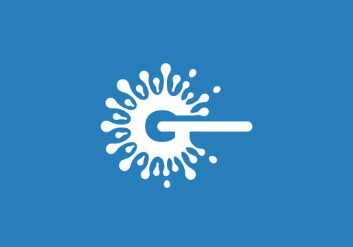 Modern letter G logo with abstract white cellular circular shapes