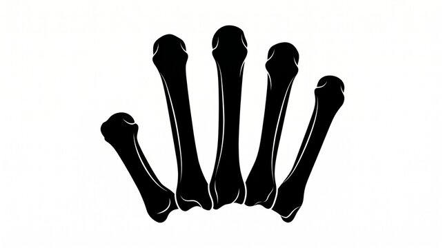 Silhouette of hand bones or phalanges with skeletal system, human anatomy