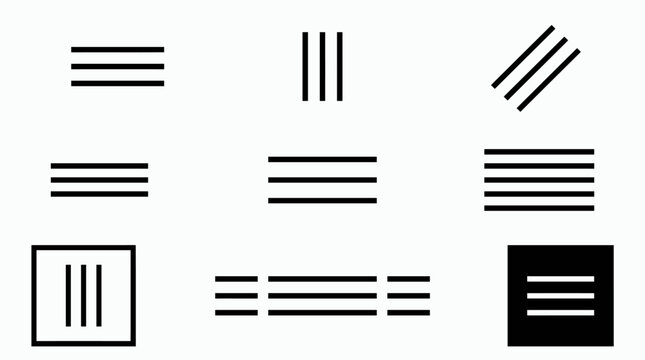 Collection of various hamburger menu icons and three-line symbols.