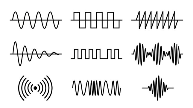 Diverse collection of sound waves and radio signals.