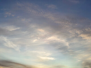 Fototapeta premium Wide Sunset Sky With Layered Evening Clouds