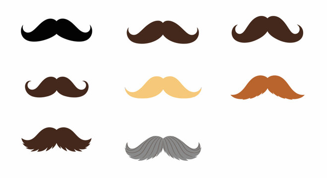 Collection of Various Mustache Styles Icons Set