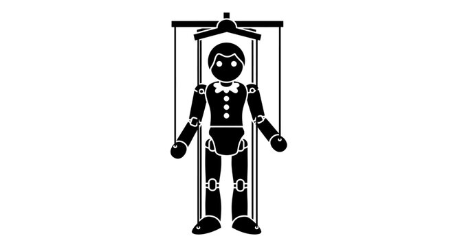 Puppet Silhouette Icon, Marionette Control, Control and Submission Concept