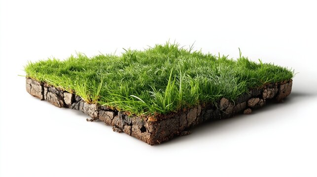 Lush green grass tuft creating a natural lawn texture in a vibrant patch of earth under bright daylight