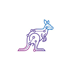 Fototapeta premium Abstract outline of a kangaroo with a gradient color scheme, devoid of detail