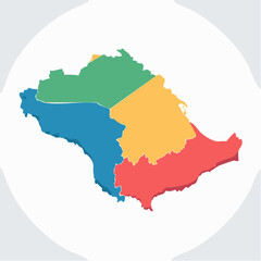 Obraz premium Colorful Map of Saudi Arabia Divided into Regions