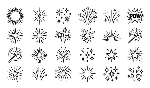 Firework Explosion and Spark Effect Collection Decorative Vector Illustration