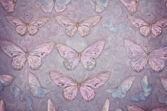 Abstract purple and blue butterflies create textured patterned background