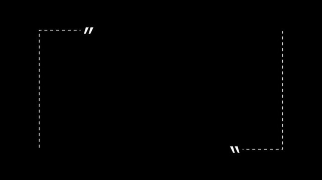 minimalist quote box animation with moving dots border and bouncing quotation marks.
