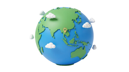 Naklejka premium Global environmental awareness asia 3d model digital art aerial view png