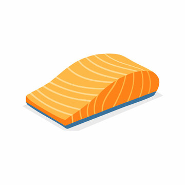 Isometric illustration of a raw salmon fillet