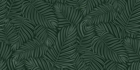 seamless tropical fern leaf pattern monochromatic green botanical illustration © Tarun