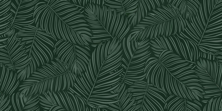 seamless tropical fern leaf pattern monochromatic green botanical illustration