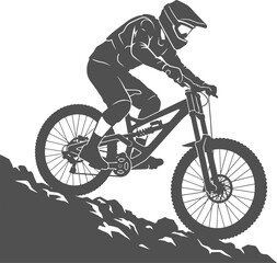 Fototapeta premium Cyclist riding mountain bike on rugged outdoor path vector can be editable
