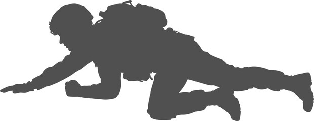 Fototapeta premium Military soldier crawling with tactical gear on ground vector can be editable