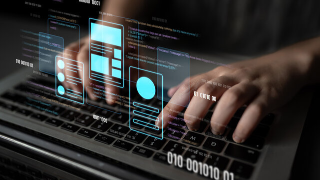UI UX mockup showing application layout, structure, and code interface. UI design defines user flow, UI design improves clarity, UI design enhances experience, and UX design supports logic. Latch