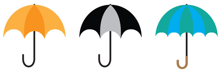 Set of umbrella in different colors. Vector illustration. © SubhanHassan