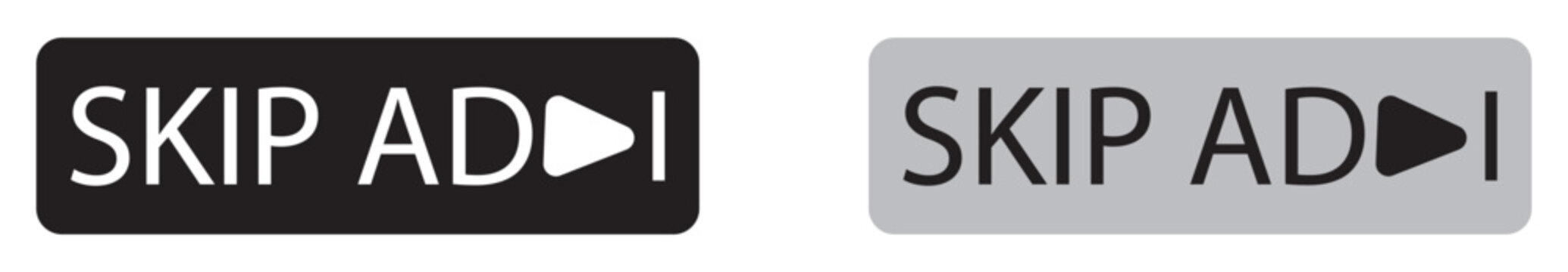 skip ad button icon. Rounded skip ad button. Vector illustration.