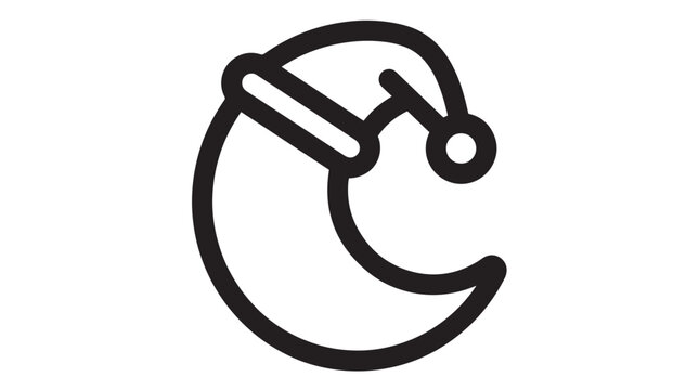 Minimalist vector illustration of a crescent moon wearing a cozy sleeping cap for bedtime concepts