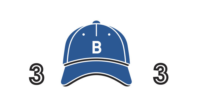 Blue Baseball Cap with Letter B and Number 3s