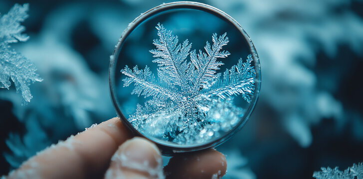 Frost Leaf Under Magnifying Glass