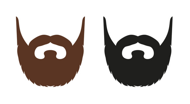 Set of Two Stylized Beard Silhouettes in Brown and Black