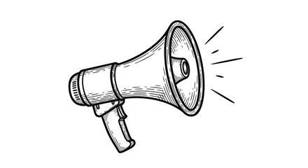 Vintage megaphone illustration hand drawn style retro communication device © Art_Sphere