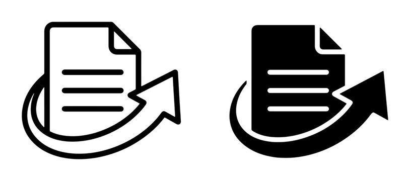 Document Refresh Icon, Data Update Symbol, Circular Arrow for Renewal and Reloading Processes, Vector Graphics