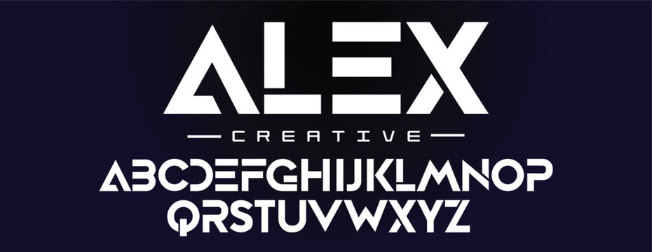 Alex, Minimal modern technology logo alphabet fonts. Typography minimalist urban sans serif digital fashion future creative logos fonts. vector illustration