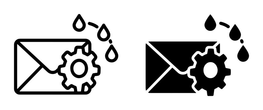 Email Automation Icons, Mail Service Settings, Workflow Process, Digital Communication Tools, Messaging System Gears