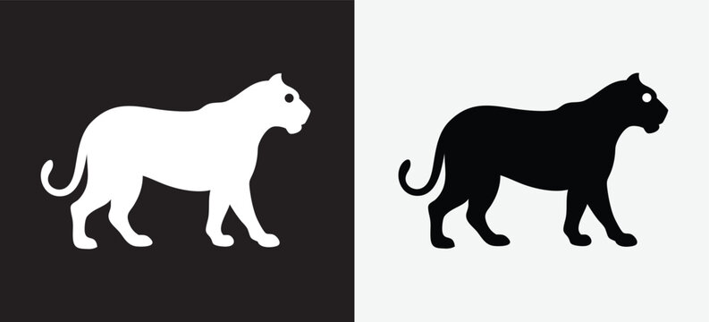 Black and white leopard walking side by side Vector