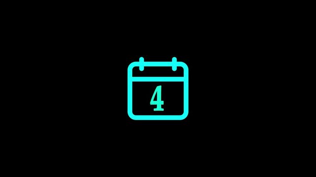    Light blue calendar showing the number 4 on a black background