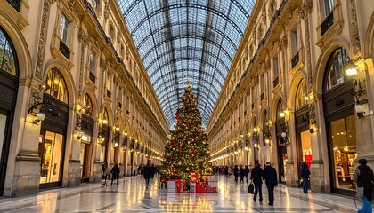 Obraz premium Large Christmas tree in shopping mall.