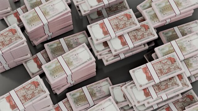 Bangladeshi banknote five taka bundle loop video, five taka note 3d animation