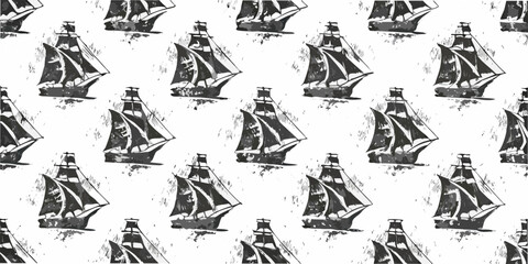 Sailing Ships Pattern A Repeating Nautical Vector Illustration © Rakesh