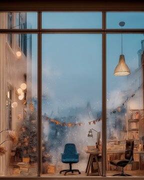 ฺBackground for business Cozy modern home interior with large glass and stylish furniture lighting a clean pinstripe business texture zen peaceful healing business background